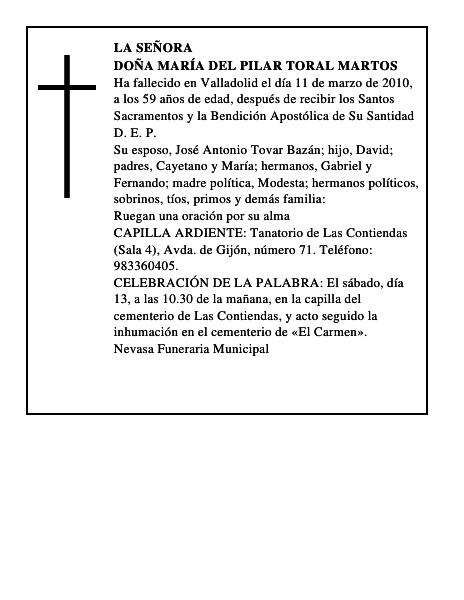Doña María del Pilar Toral Martos