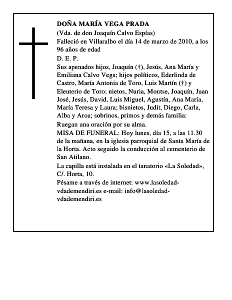 Doña María Vega Prada