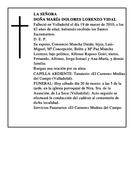 Doña María Dolores Lorenzo Vidal