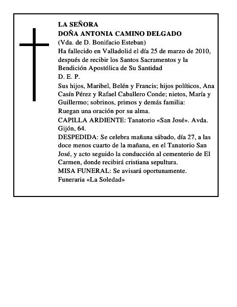 Doña Antonia Camino Delgado