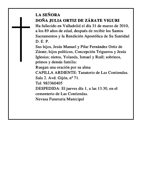 Doña Julia Ortiz de Zárate Viguri