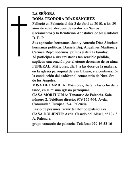 Doña Teodora Díaz Sánchez