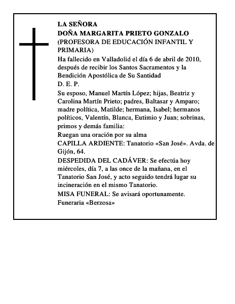 Doña Margarita Prieto Gonzalo