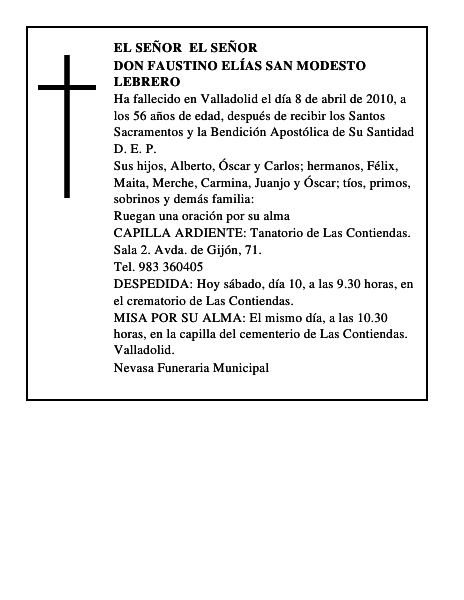 Don Faustino Elías San Modesto Lebrero