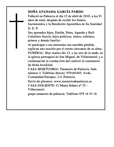 Doña Atanasia García Pardo