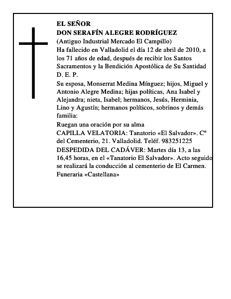 Don Serafín Alegre Rodríguez