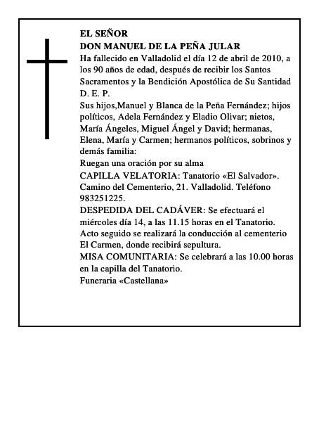 Don Manuel de la Peña Jular