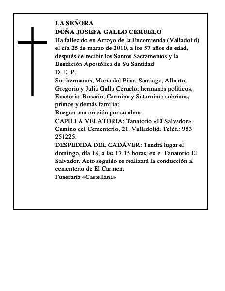 Doña Josefa Gallo Ceruelo