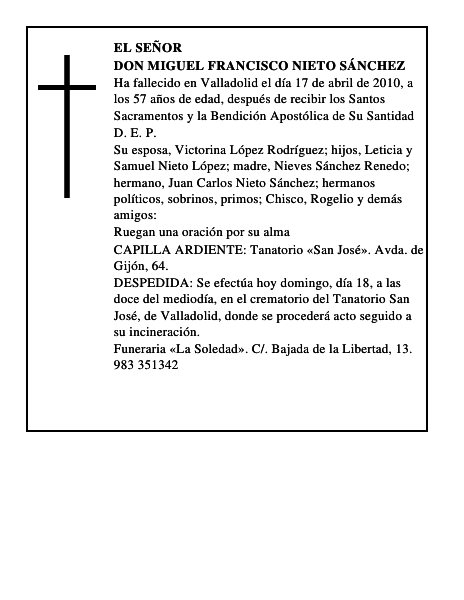 Don Miguel Francisco Nieto Sánchez