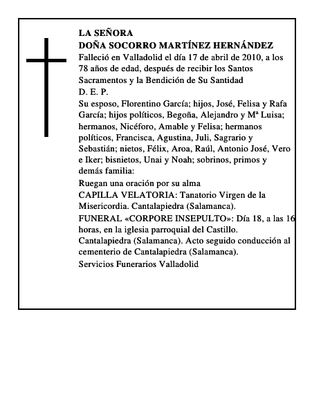 Doña Socorro Martínez Hernández
