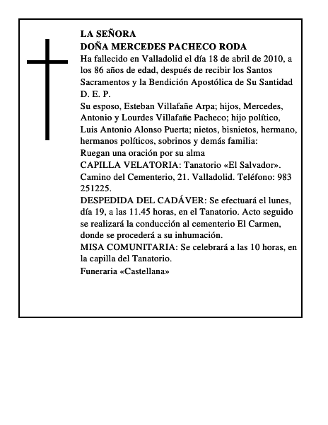 Doña Mercedes Pacheco Roda
