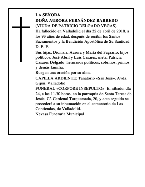 Doña Aurora Fernández Barredo