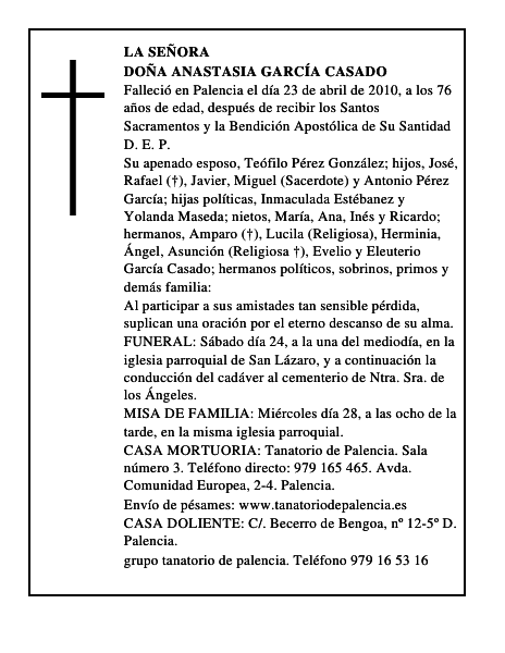 Doña Anastasia García Casado