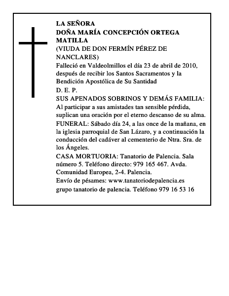Doña María Concepción Ortega Matilla