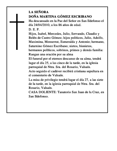 Doña Martina Gómez Escribano