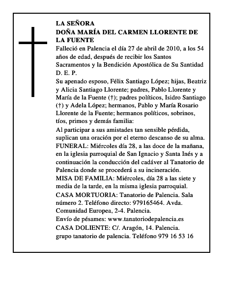 Doña María del Carmen Llorente de la Fuente
