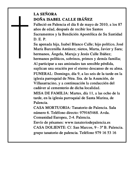 Doña Isabel Calle Ibáñez