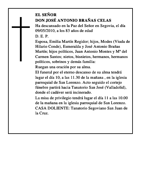 Don José Antonio Brañas Celas