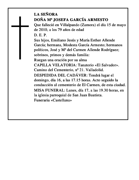 Doña Mª Josefa García Armesto