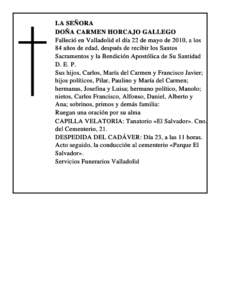 Doña Carmen Horcajo Gallego