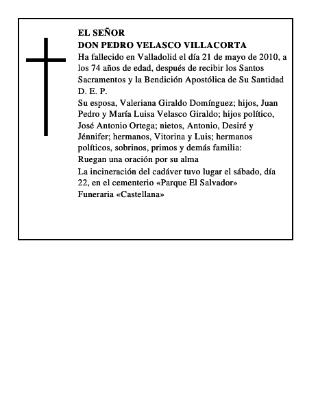 Don Pedro Velasco Villacorta