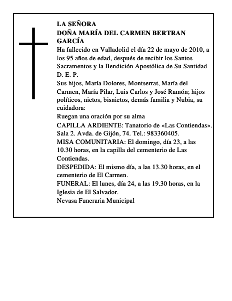 Doña María del Carmen Bertran García