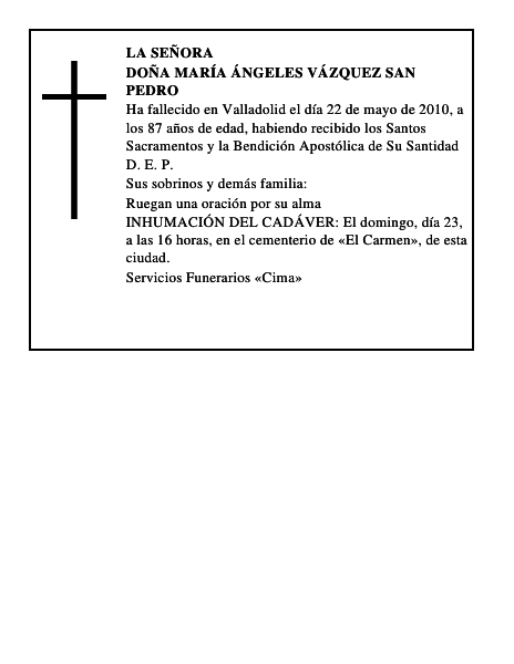 Doña María Ángeles Vázquez San Pedro