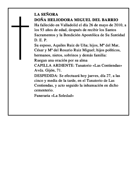 Doña Heliodora Miguel del Barrio