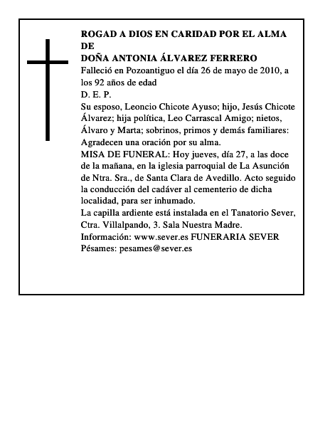 Doña Antonia Álvarez Ferrero