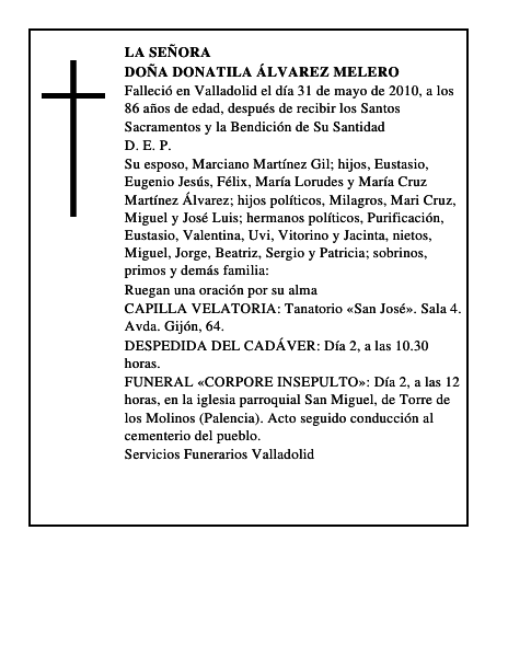 Doña Donatila Álvarez Melero