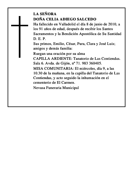 Doña Celia Adiego Salcedo
