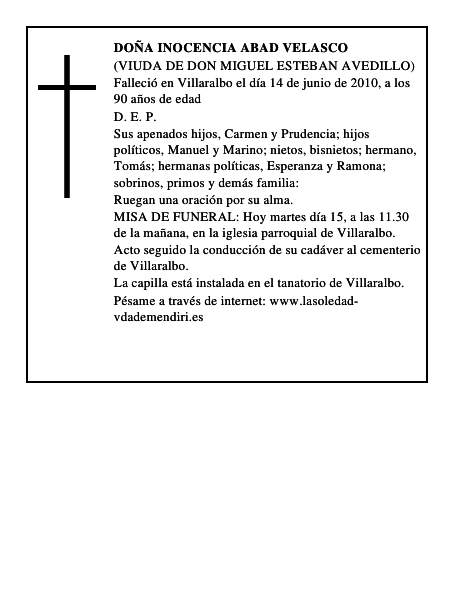 Doña Inocencia Abad Velasco