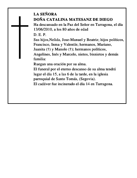 Doña Catalina Matesanz de Diego