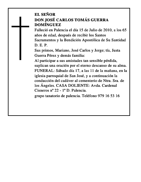 Don José Carlos Tomás Guerra Domínguez