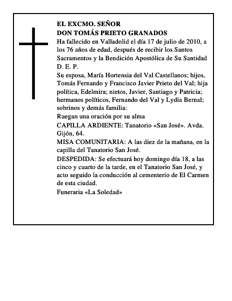 Don Tomás Prieto Granados