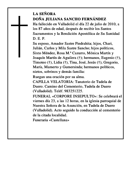 Doña Juliana Sancho Fernández