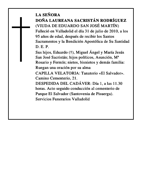 Doña Laureana Sacristán Rodríguez