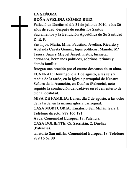 Doña Avelina Gómez Ruiz