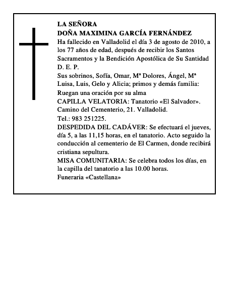Doña Maximina García Fernández