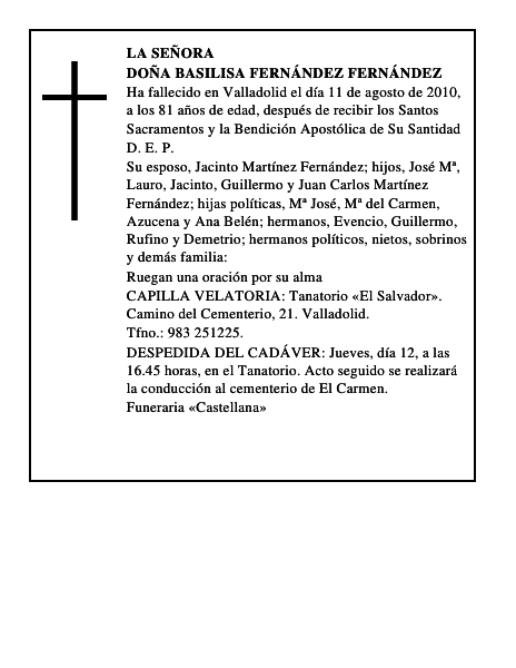 Doña Basilisa Fernández Fernández