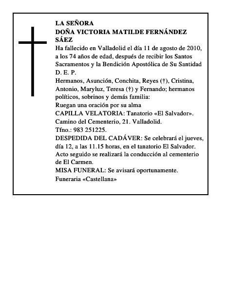 Doña Victoria Matilde Fernández Sáez