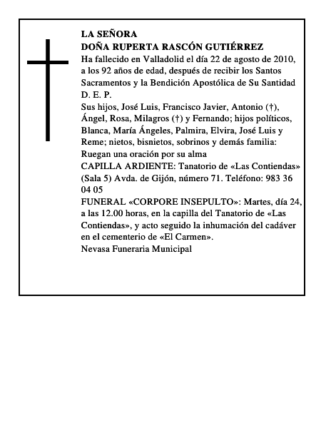 Doña Ruperta Rascón Gutiérrez
