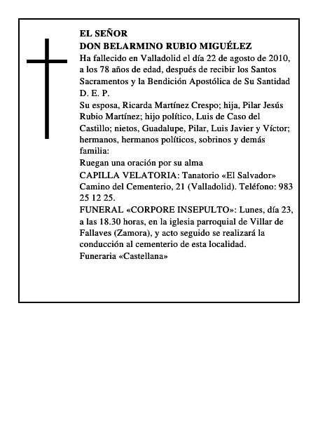 Don Belarmino Rubio Miguélez