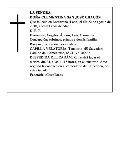 Doña Clementina San José Chacón