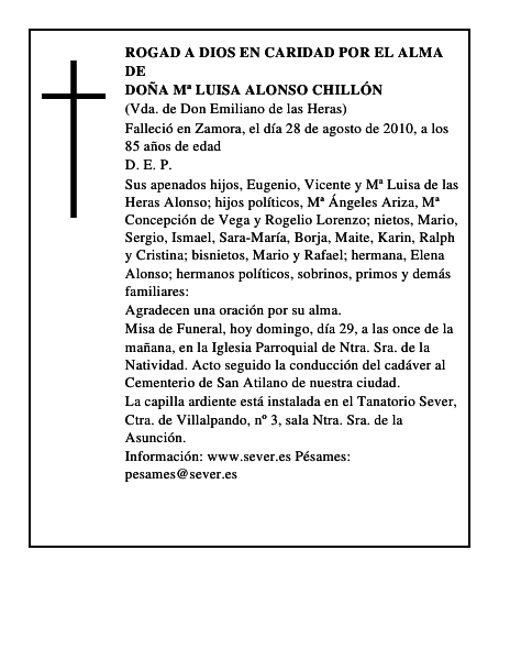 Doña Mª Luisa Alonso Chillón