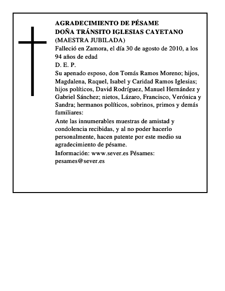 Doña Tránsito Iglesias Cayetano