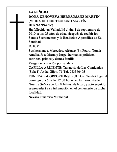 Doña Genoveva Hernansanz Martín