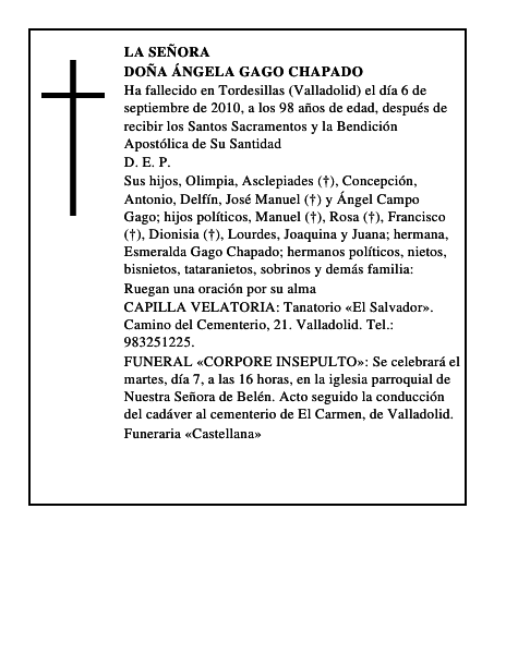 Doña Ángela Gago Chapado