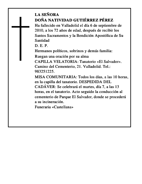 Doña Natividad Gutiérrez Pérez