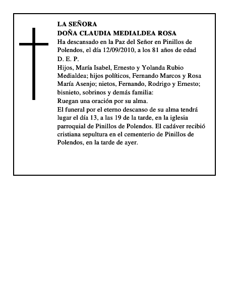 Doña Claudia Medialdea Rosa